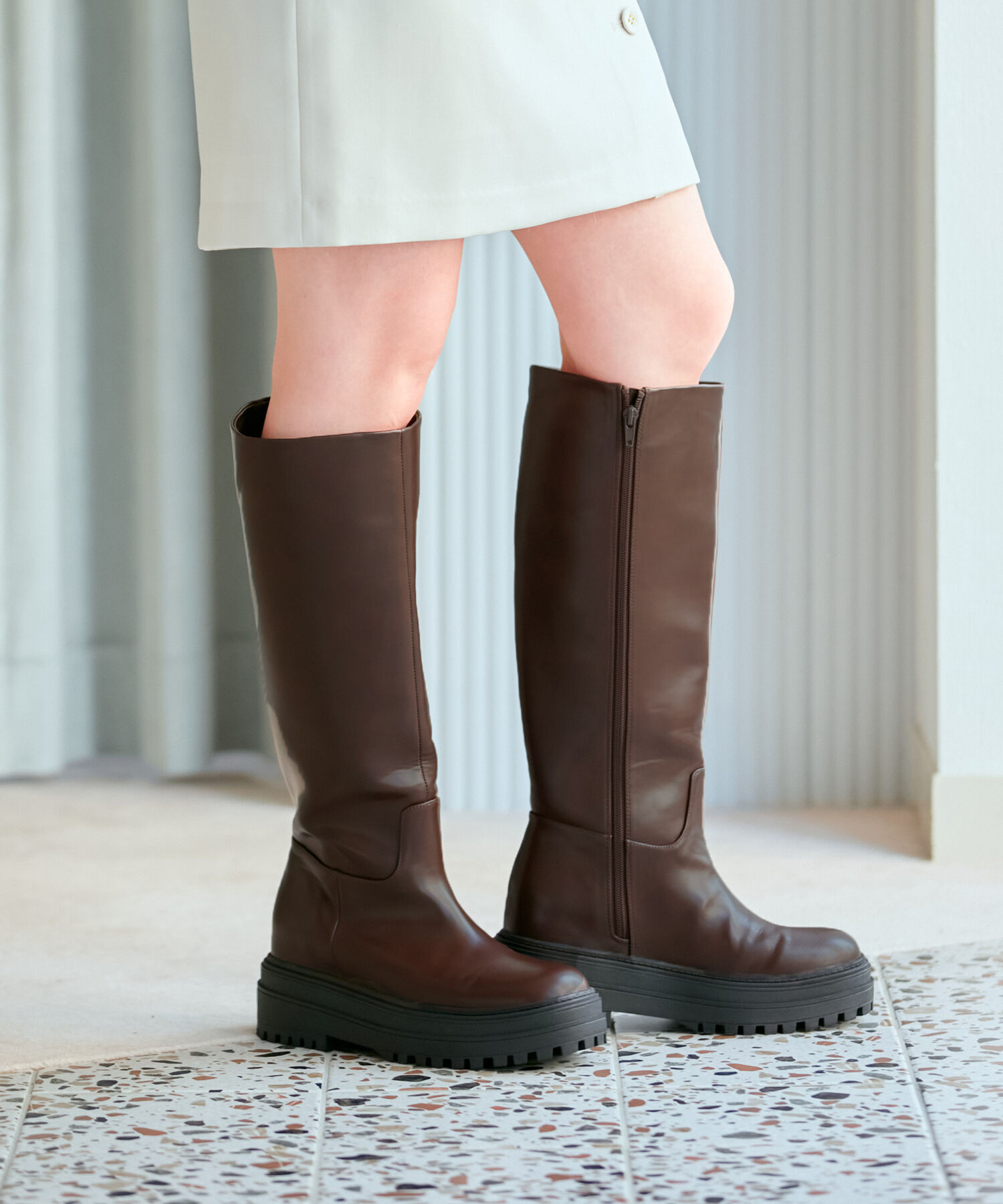 Juze「【抗菌防臭】インソールタンクロングブーツ」|その他|ダークブラウン(20)