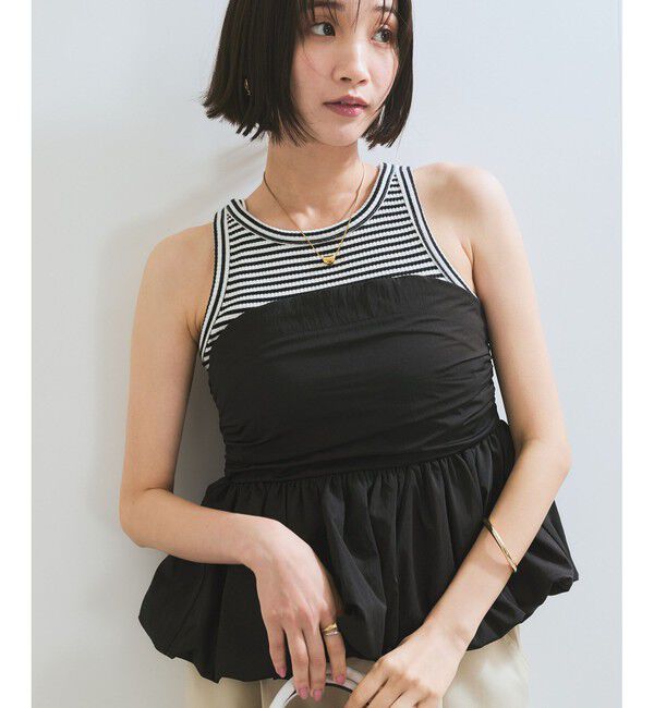 VIS「コサージュ付きバルーンナイロンビスチェ」|その他|ブラック(01)