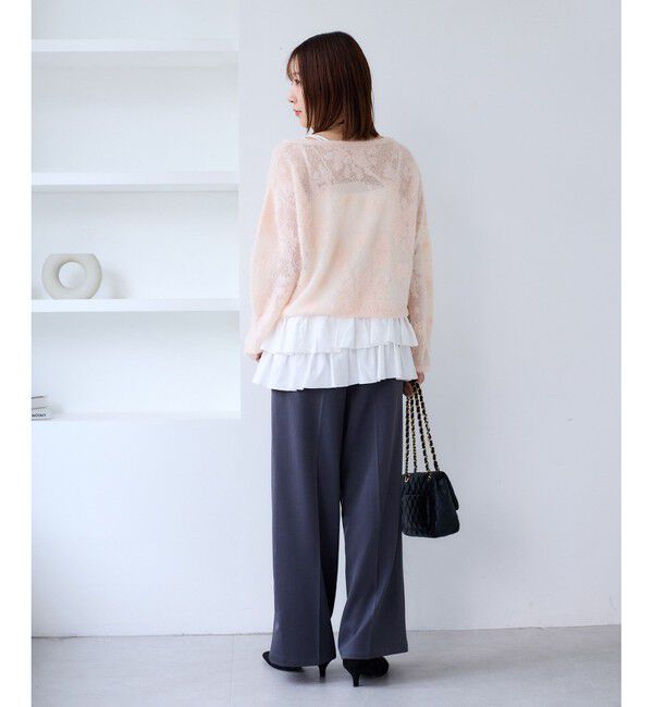 VIS「フラワーモチーフフェザーシアーニット」|ニット・セーター|