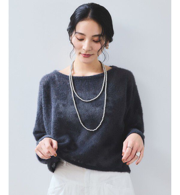 VIS「フラワーモチーフフェザーシアーニット」|ニット・セーター|