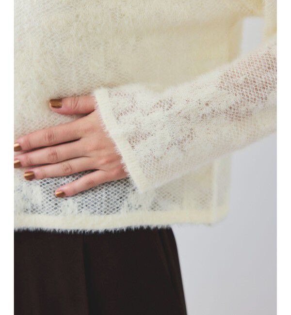 VIS「フラワーモチーフフェザーシアーニット」|ニット・セーター|