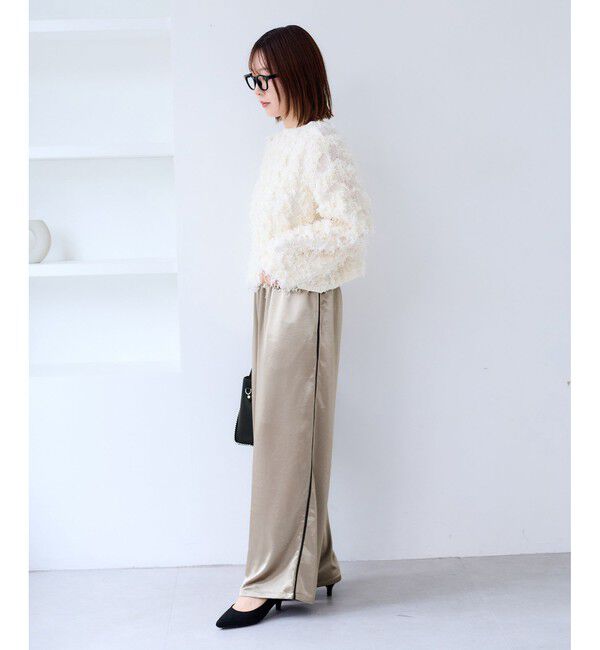 VIS「【WEB/一部店舗限定】配色サイドラインサテンイージーパンツ」|チノ|