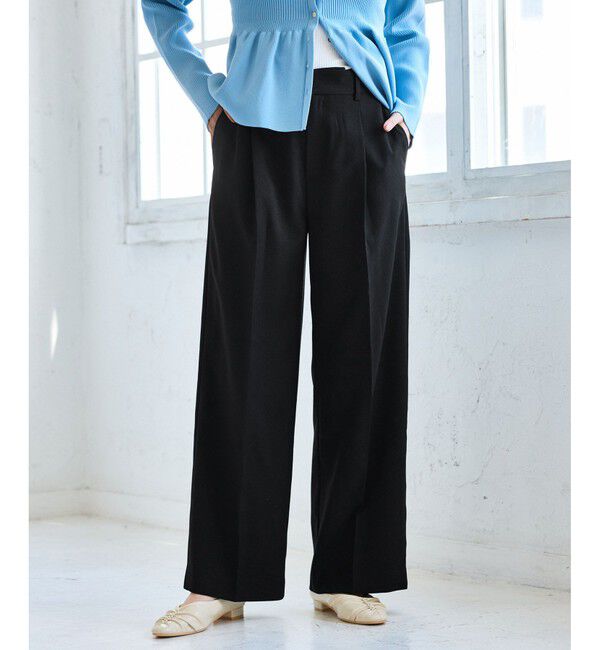 VIS「【美easy】ウーリッシュワンタックワイドパンツ【セットアップ対応/洗える】」|スラックス|