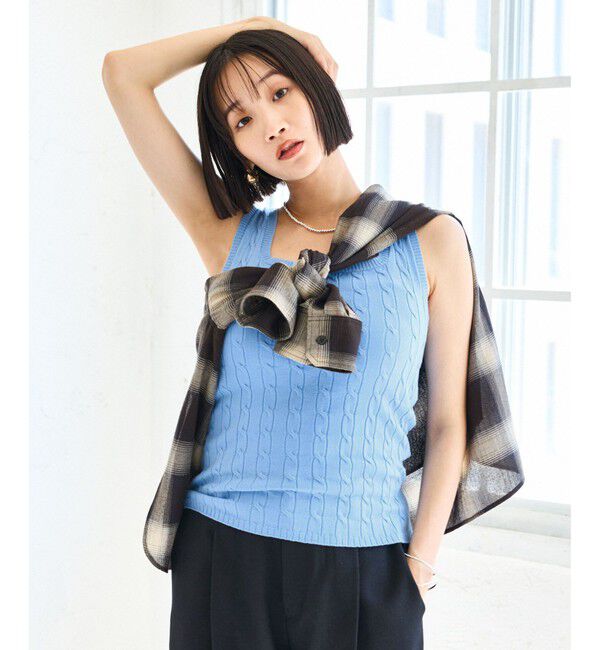 VIS「【前後2WAY】ケーブルニットタンクトップ」|タンクトップ|サックス(48)