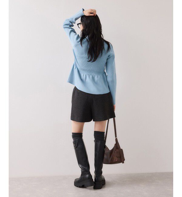 VIS「【洗える】襟付きペプラムカーディガン」|カーディガン|