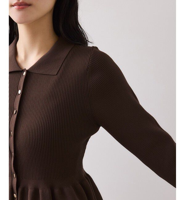 VIS「【洗える】襟付きペプラムカーディガン」|カーディガン|