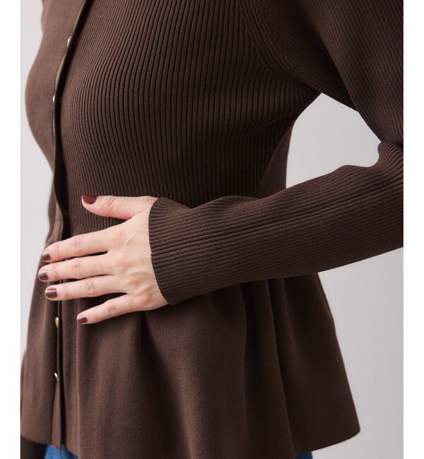 VIS「【洗える】襟付きペプラムカーディガン」|カーディガン|