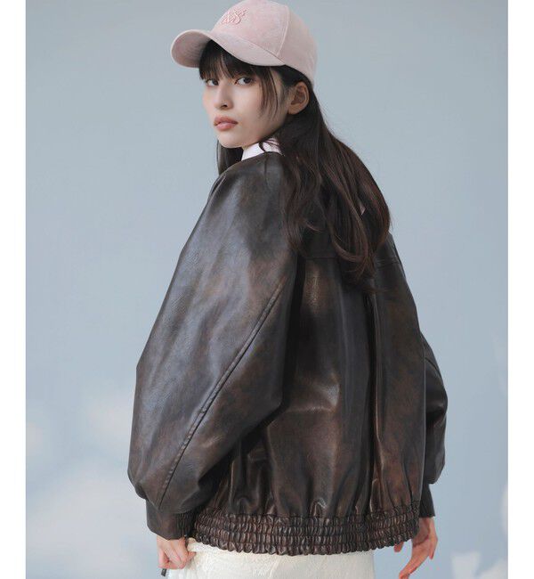 VIS「合皮＆スエードライクジップアップブルゾン」|ブルゾン・スタジャン|
