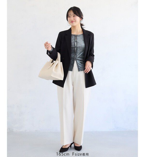 VIS「【2WAY】花柄＆無地アソート袖シャーリングベロアカーディガン」|カーディガン|