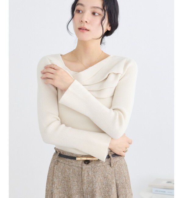 VIS「アシメねじれデザインリブニット」|ニット・セーター|