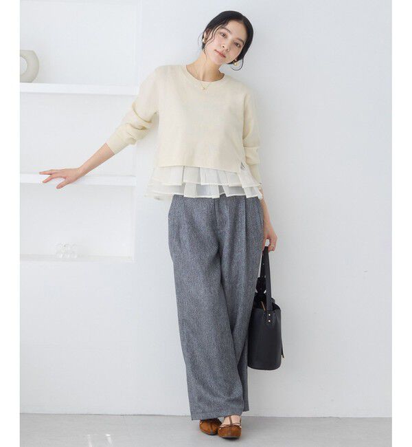 VIS「ペプラムオーガンジードッキングニットプルオーバー」|ニット・セーター|