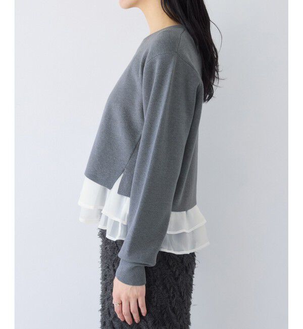 VIS「ペプラムオーガンジードッキングニットプルオーバー」|ニット・セーター|