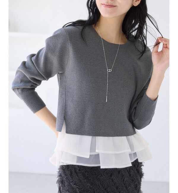 VIS「ペプラムオーガンジードッキングニットプルオーバー」|ニット・セーター|