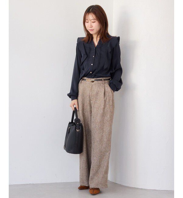 VIS「【WEB限定】スキッパーフリルデザインブラウス」|シャツ・ブラウス|