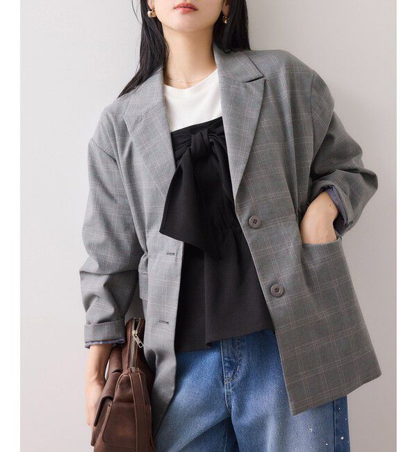 VIS「美easyウーリッシュリボンビスチェドッキングカットソープルオーバー/セットアップ対応・イージーケア」|Tシャツ・カットソー|ブラック(01)