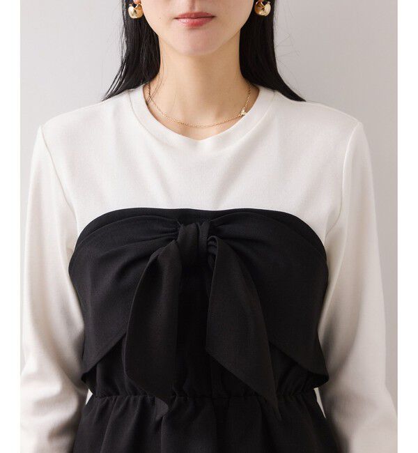 VIS「美easyウーリッシュリボンビスチェドッキングカットソープルオーバー/セットアップ対応・イージーケア」|Tシャツ・カットソー|