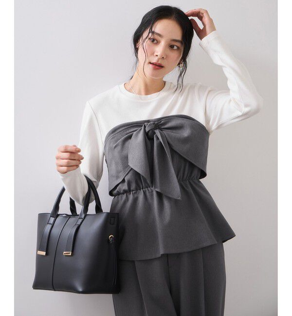 VIS「美easyウーリッシュリボンビスチェドッキングカットソープルオーバー/セットアップ対応・イージーケア」|Tシャツ・カットソー|