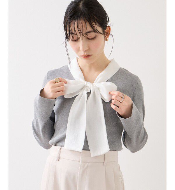 VIS「バイカラーリボンドッキングニット」|ニット・セーター|