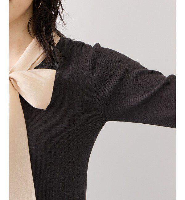 VIS「バイカラーリボンドッキングニット」|ニット・セーター|