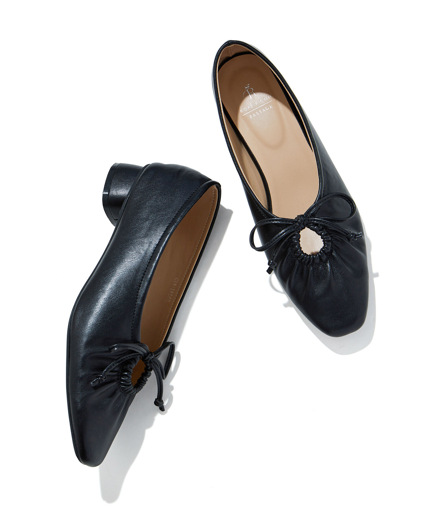 ROPE PICNIC PASSAGE「リボンギャザーミドルヒールパンプス」|パンプス|