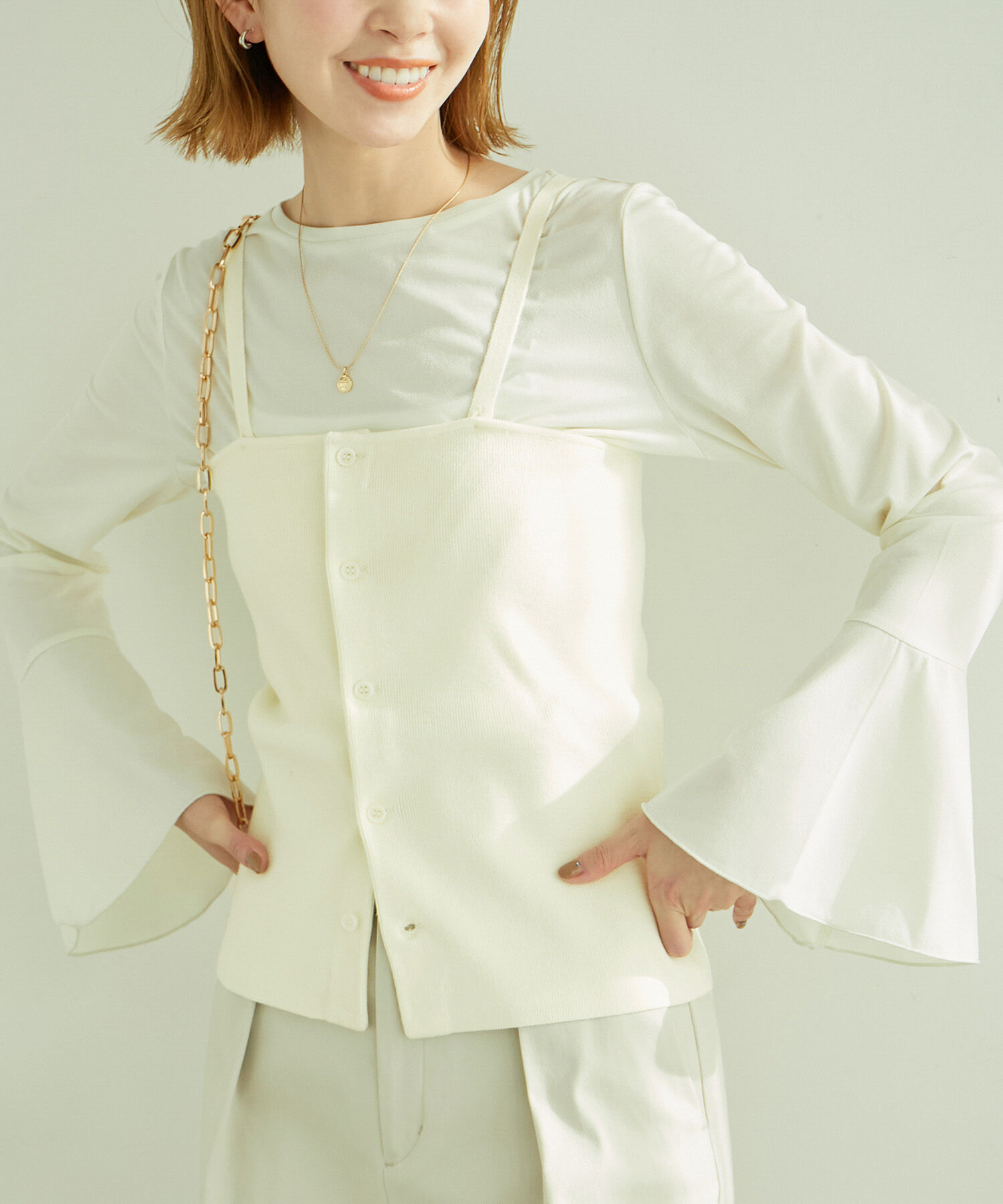 Rope&rsquo;Picnic「着丈が選べる/ニットビスチェ」|キャミソール|オフホワイト(15)