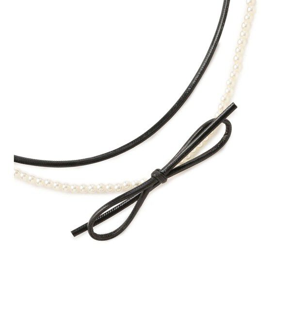 ROPE PICNIC PASSAGE「コードリボン&times;パール2連ショートネックレス」|ネックレス|