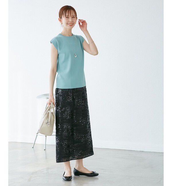 Rope&rsquo;Picnic「【UVカット・接触冷感・イージーケア】八方映えニット ゼロスリーブニットプルオーバー」|ニット・セーター|