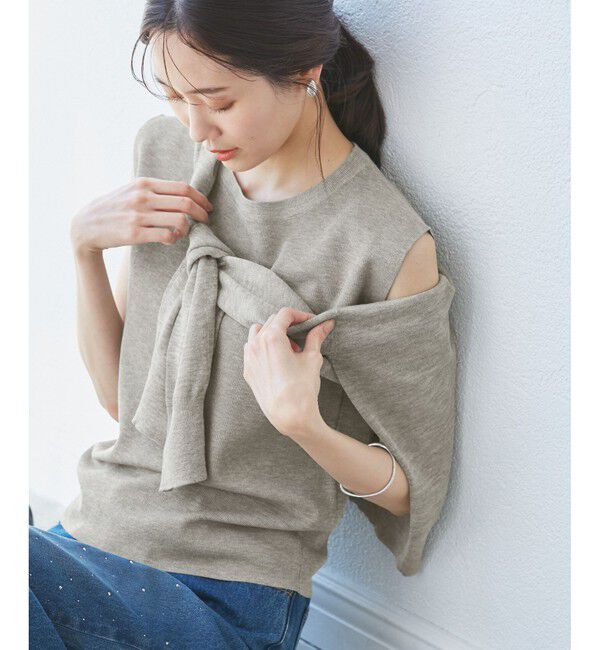 Rope&rsquo;Picnic「【洗濯機OK】LEVITAゼロスリーブサマーニットプルオーバー」|ニット・セーター|