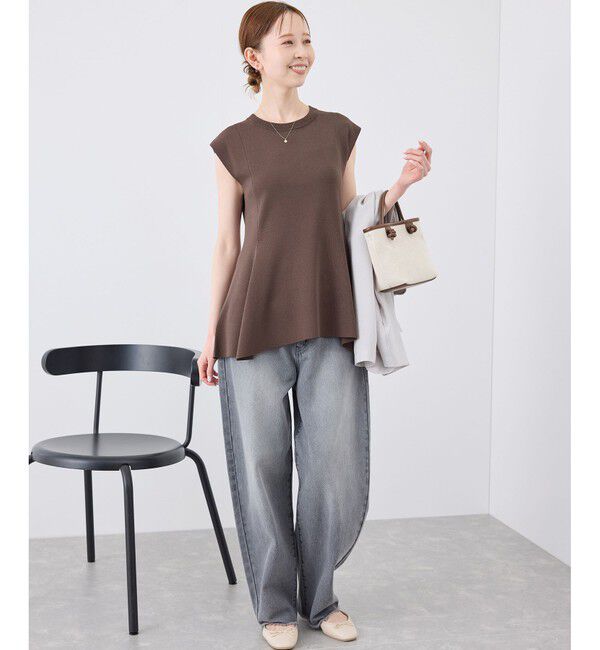 Rope&rsquo;Picnic「【洗濯機OK・アンチピリング】八方映えニット ペプラムニットプルオーバー」|ニット・セーター|