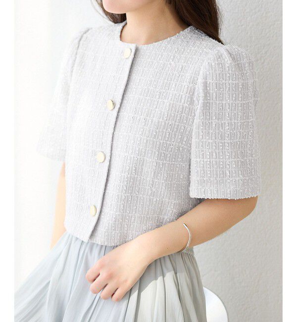 Rope&rsquo;Picnic「【サマー・ツイード】金ボタンカーディジャケット」|ノーカラージャケット|