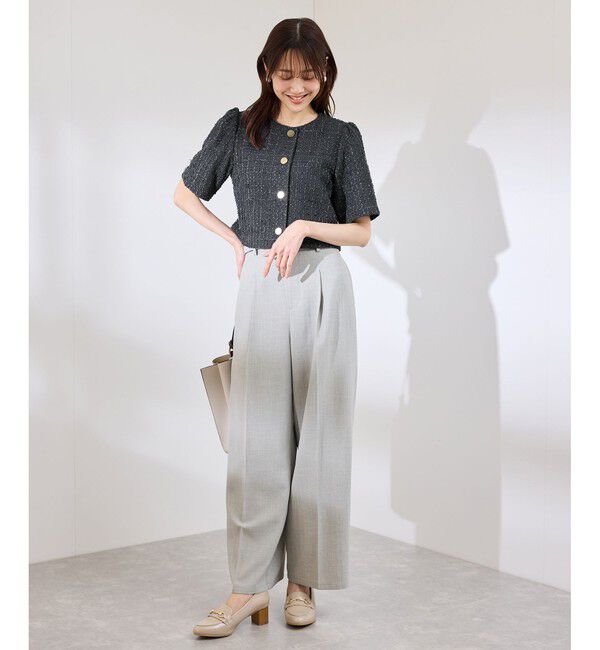 Rope&rsquo;Picnic「【サマー・ツイード】金ボタンカーディジャケット」|ノーカラージャケット|