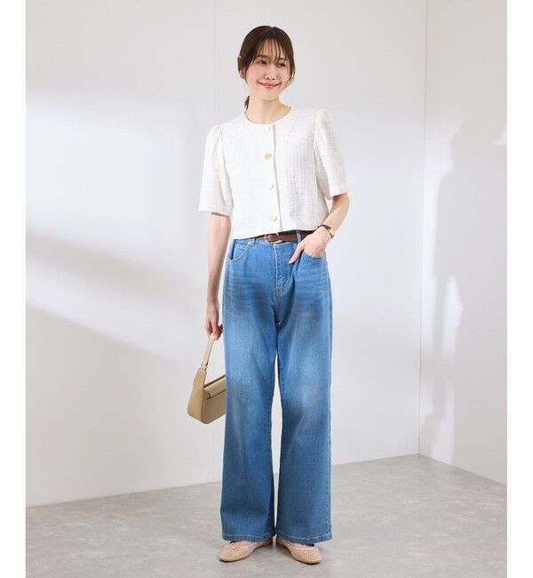 Rope&rsquo;Picnic「【サマー・ツイード】金ボタンカーディジャケット」|ノーカラージャケット|