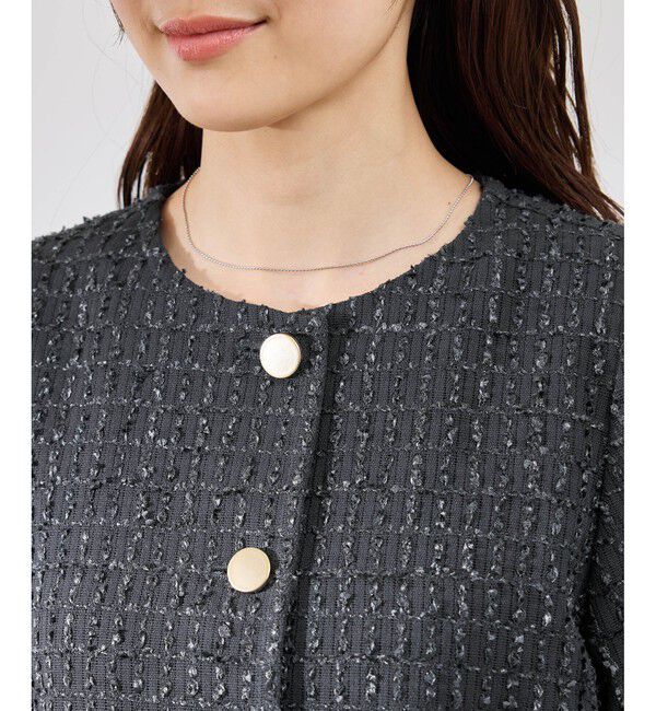 Rope&rsquo;Picnic「【サマー・ツイード】金ボタンカーディジャケット」|ノーカラージャケット|