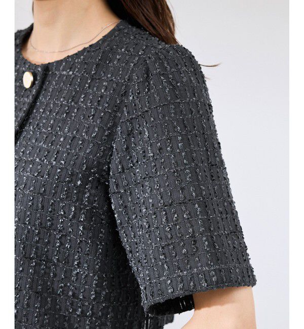 Rope&rsquo;Picnic「【サマー・ツイード】金ボタンカーディジャケット」|ノーカラージャケット|