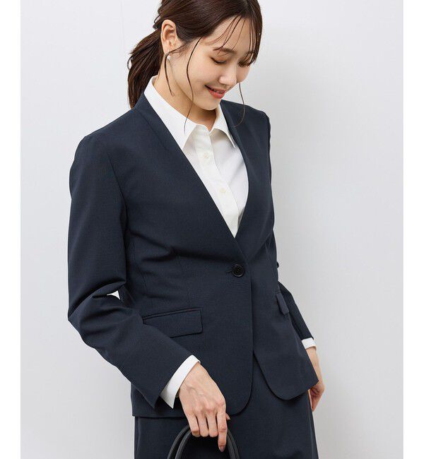 Rope&rsquo;Picnic「リネンライクシリーズ ドライタッチノーラペルジャケット/UVカット」|ノーカラージャケット|