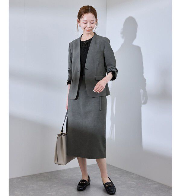 Rope&rsquo;Picnic「リネンライクシリーズ ドライタッチノーラペルジャケット/UVカット」|ノーカラージャケット|