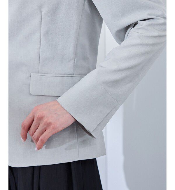 Rope&rsquo;Picnic「リネンライクシリーズ ドライタッチノーラペルジャケット/UVカット」|ノーカラージャケット|