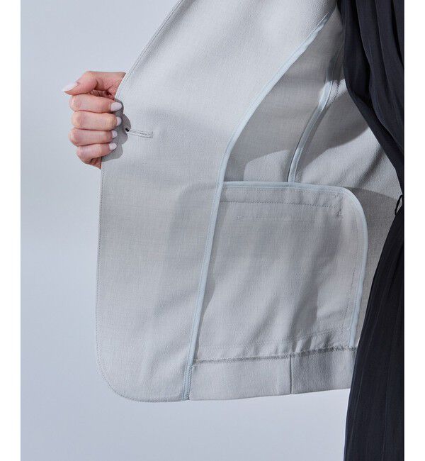 Rope&rsquo;Picnic「リネンライクシリーズ ドライタッチノーラペルジャケット/UVカット」|ノーカラージャケット|