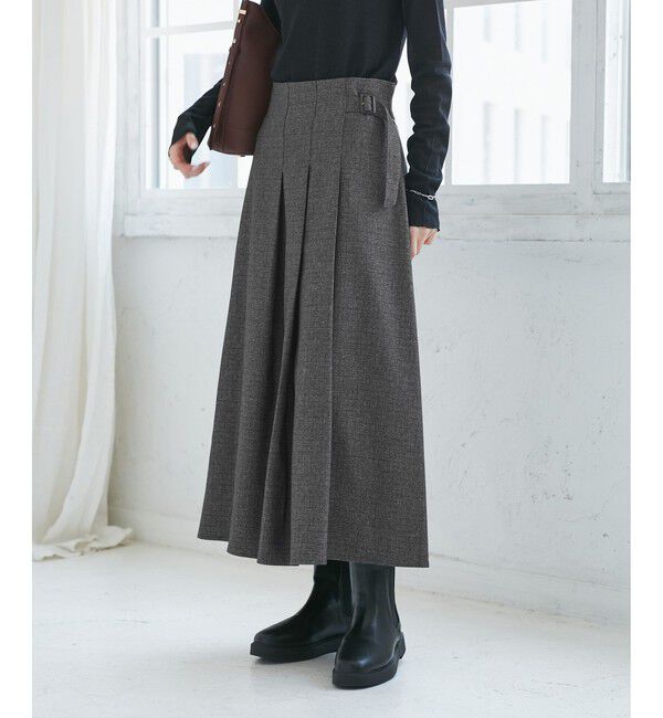 Rope&rsquo;Picnic「レディハンサムシリーズ ウールライクタックキルトスカート/セットアップ対応」|スカート|