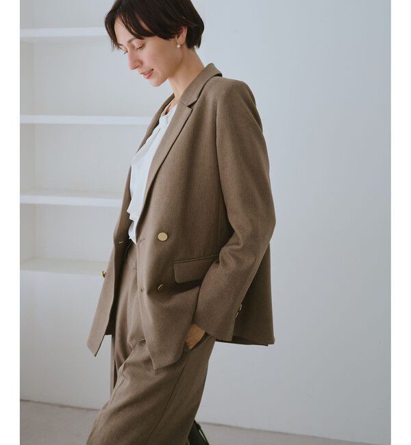 Rope&rsquo;Picnic「【WEB限定・ミドル丈】レディハンサムシリーズ ウールライク金ボタンジャケット(半裏地)/通勤対応」|テーラードジャケット|