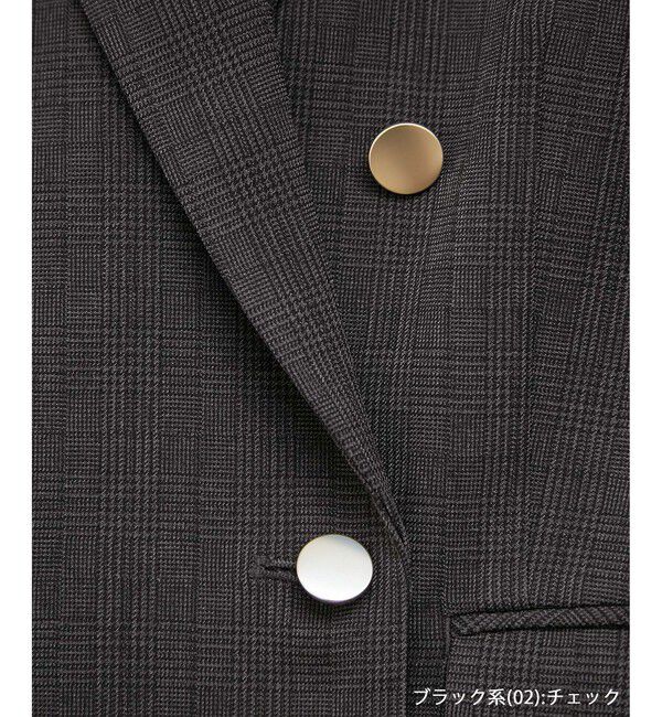 Rope&rsquo;Picnic「【WEB限定・ミドル丈】レディハンサムシリーズ ウールライク金ボタンジャケット(半裏地)/通勤対応」|テーラードジャケット|