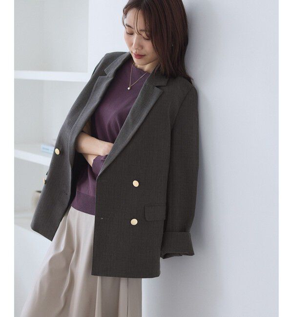 Rope&rsquo;Picnic「【WEB限定・ミドル丈】レディハンサムシリーズ ウールライク金ボタンジャケット(半裏地)/通勤対応」|テーラードジャケット|