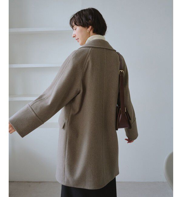 Rope&rsquo;Picnic「ジャージメルトン無地＆チェックオーバーPコート/一部WEB限定カラー・リンクコーデ」|ピーコート|