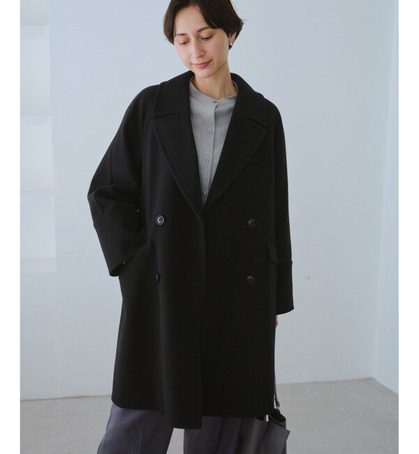 Rope&rsquo;Picnic「ジャージメルトン無地＆チェックオーバーPコート/一部WEB限定カラー・リンクコーデ」|ピーコート|