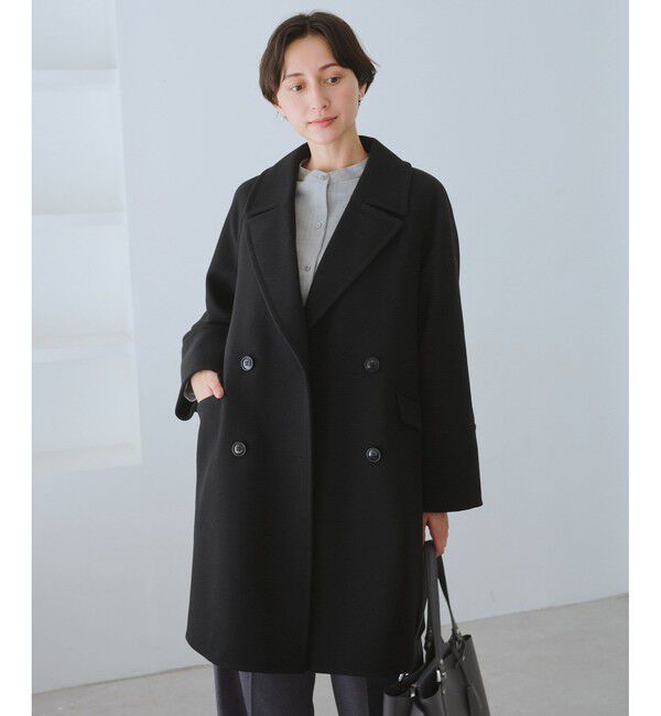 Rope&rsquo;Picnic「ジャージメルトン無地＆チェックオーバーPコート/一部WEB限定カラー・リンクコーデ」|ピーコート|