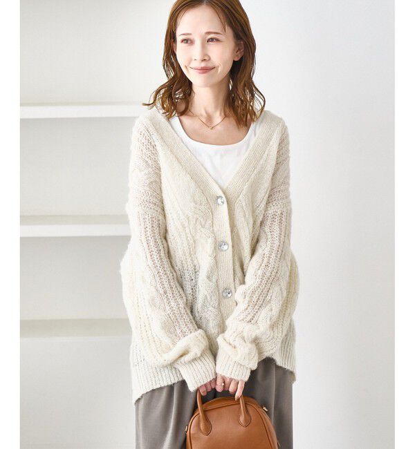 Rope&rsquo;Picnic「ゆるケーブル編みVネックニットカーディガン」|カーディガン|