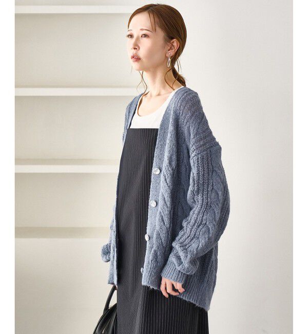 Rope&rsquo;Picnic「ゆるケーブル編みVネックニットカーディガン」|カーディガン|