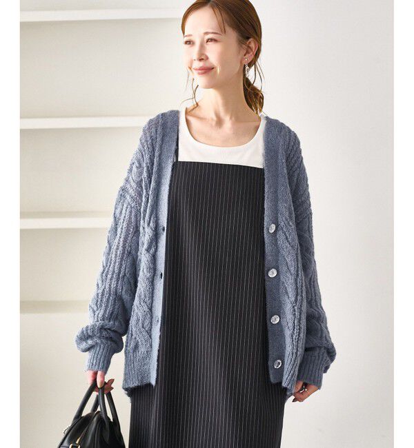 Rope&rsquo;Picnic「ゆるケーブル編みVネックニットカーディガン」|カーディガン|