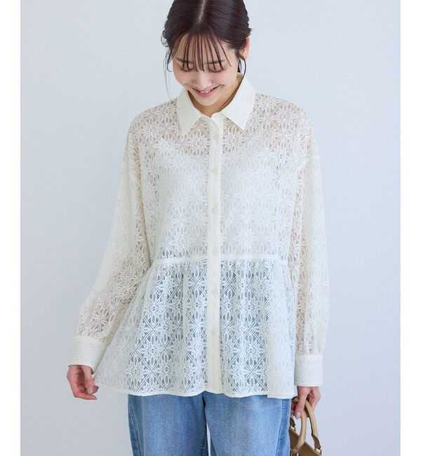 Rope&rsquo;Picnic「レースペプラムシャツブラウス」|シャツ・ブラウス|