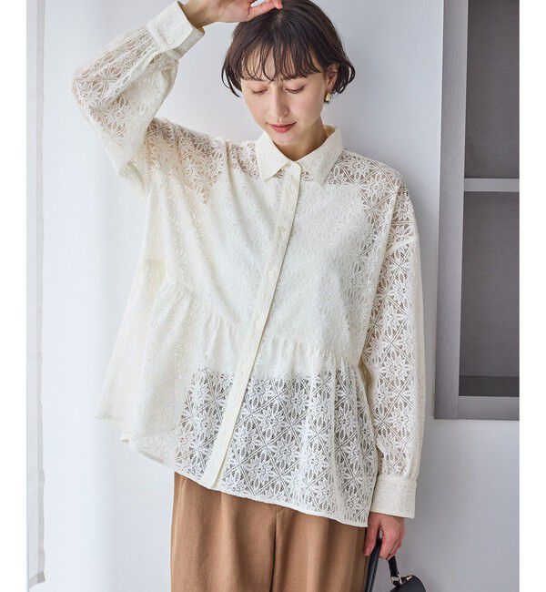 Rope&rsquo;Picnic「レースペプラムシャツブラウス」|シャツ・ブラウス|